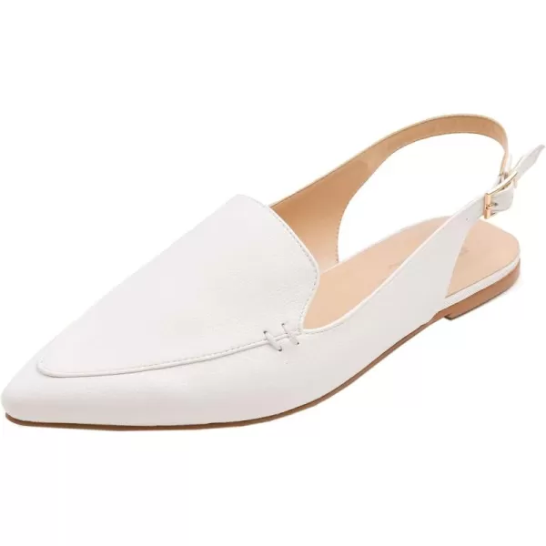 FEVERSOLE Pointed Toe Casual Slingback Flat Mules Women's Fashion Buckle Strap Slide Summer Slippers