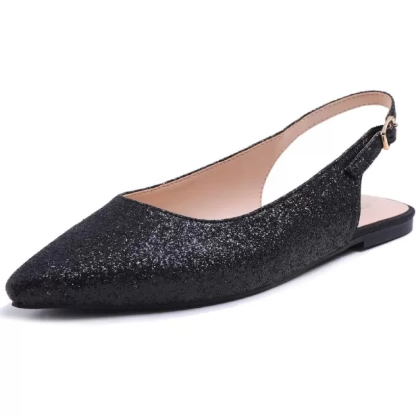 FEVERSOLE Pointed Toe Casual Slingback Flat Mules Women's Fashion Buckle Strap Slide Summer Slippers