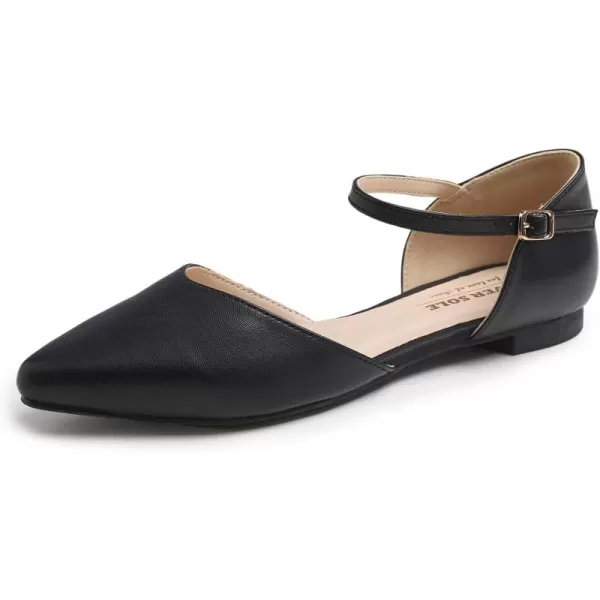 FEVERSOLE Pointed Toe Casual Slingback Flat Mules Women's Fashion Buckle Strap Slide Summer Slippers