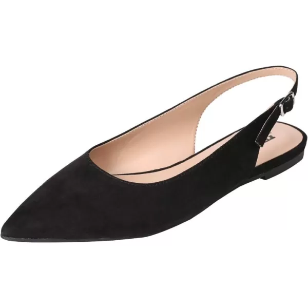 FEVERSOLE Pointed Toe Casual Slingback Flat Mules Women's Fashion Buckle Strap Slide Summer Slippers