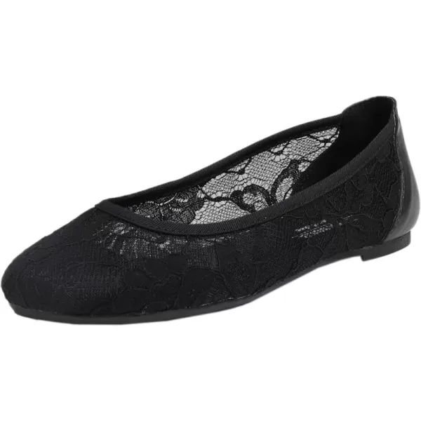 FEVERSOLE Round Toe Lace Ballet Crochet Flats Women's Comfy Breathable Shoes