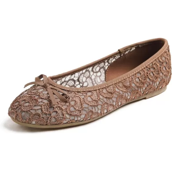 FEVERSOLE Round Toe Lace Ballet Crochet Flats Women's Comfy Breathable Shoes