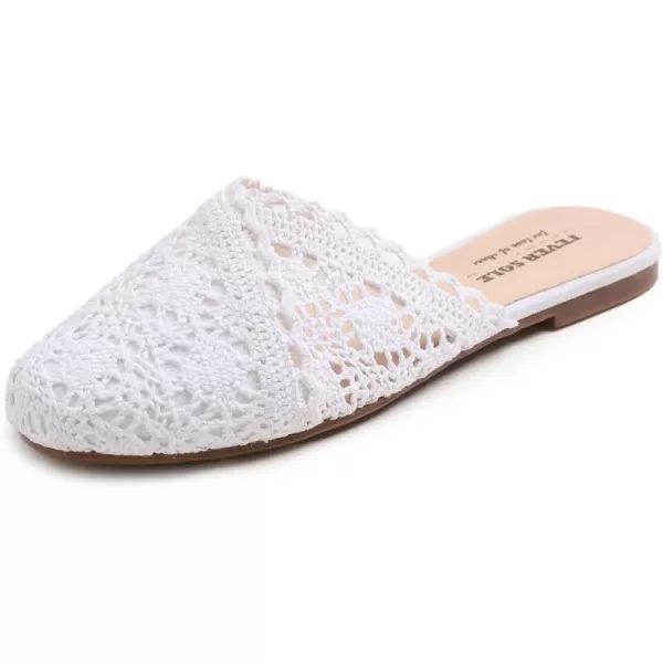 FEVERSOLE Round Toe Lace Ballet Crochet Flats Women's Comfy Breathable Shoes