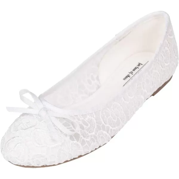 FEVERSOLE Round Toe Lace Ballet Crochet Flats Women's Comfy Breathable Shoes