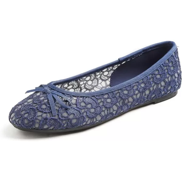 FEVERSOLE Round Toe Lace Ballet Crochet Flats Women's Comfy Breathable Shoes
