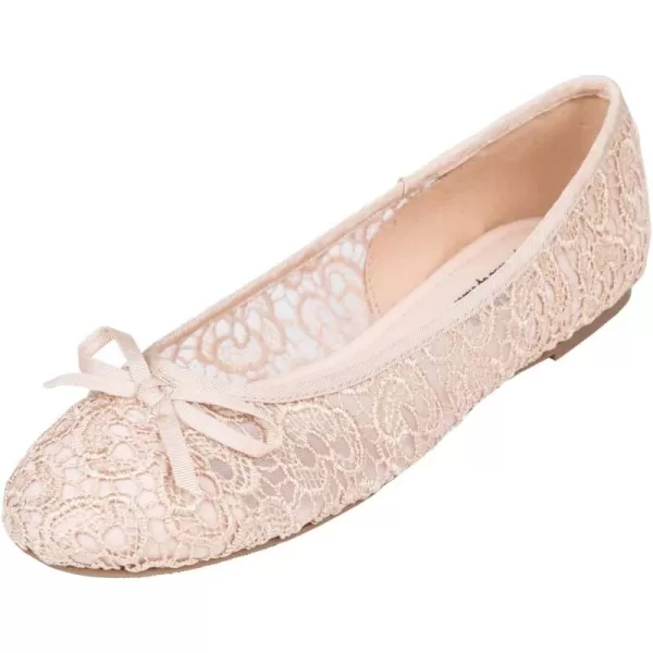 FEVERSOLE Round Toe Lace Ballet Crochet Flats Women's Comfy Breathable Shoes