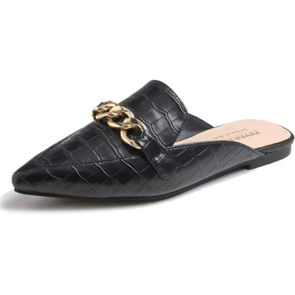 FEVERSOLE Women's Fashion Deco Mules Slip On Backless Slide Flats