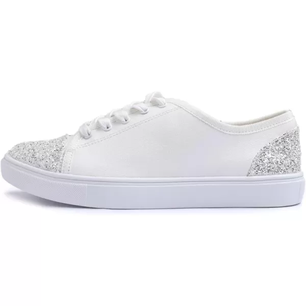 FEVERSOLE Women's Fashion Dress Sneakers Party Bling Casual Flats Embellished Shoes