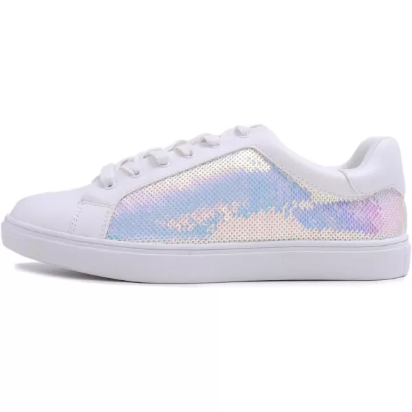 FEVERSOLE Women's Fashion Dress Sneakers Party Bling Casual Flats Embellished Shoes