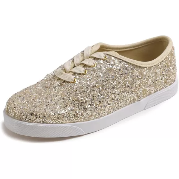 FEVERSOLE Women's Fashion Dress Sneakers Party Bling Casual Flats Embellished Shoes