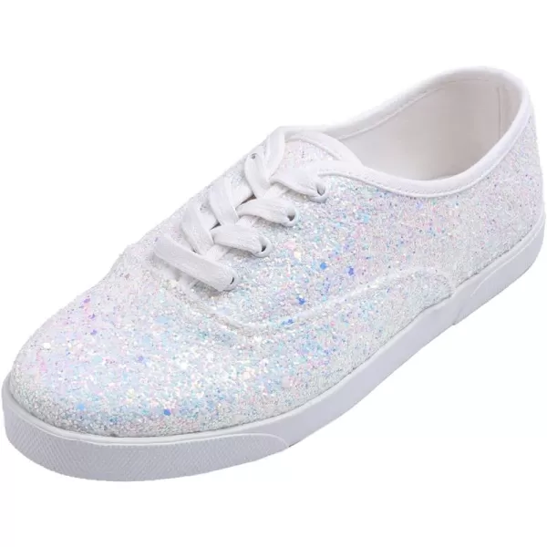 FEVERSOLE Women's Fashion Dress Sneakers Party Bling Casual Flats Embellished Shoes