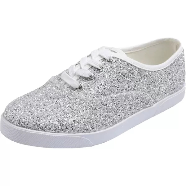FEVERSOLE Women's Fashion Dress Sneakers Party Bling Casual Flats Embellished Shoes