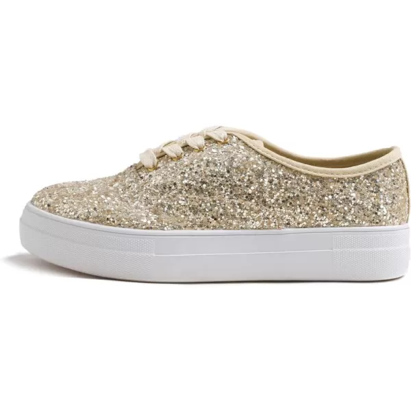 FEVERSOLE Women's Fashion Dress Sneakers Party Bling Casual Flats Embellished Shoes