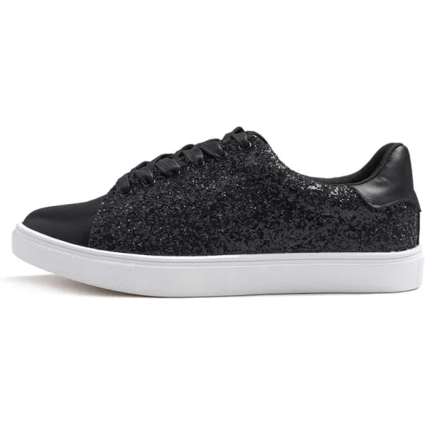 FEVERSOLE Women's Fashion Lace Up Dress Sneakers Sparkly Party Shiny Shoes