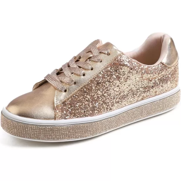 FEVERSOLE Women's Fashion Sparkle Platform Rhinestone Party Holiday Wedding Sneakers