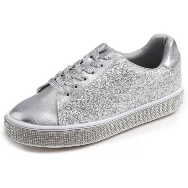 FEVERSOLE Women's Fashion Sparkle Platform Rhinestone Party Holiday Wedding Sneakers
