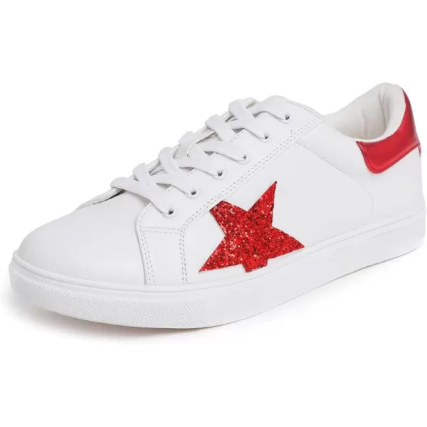 FEVERSOLE Women's Featured PU Leather Colorful Lace-Up Sneaker