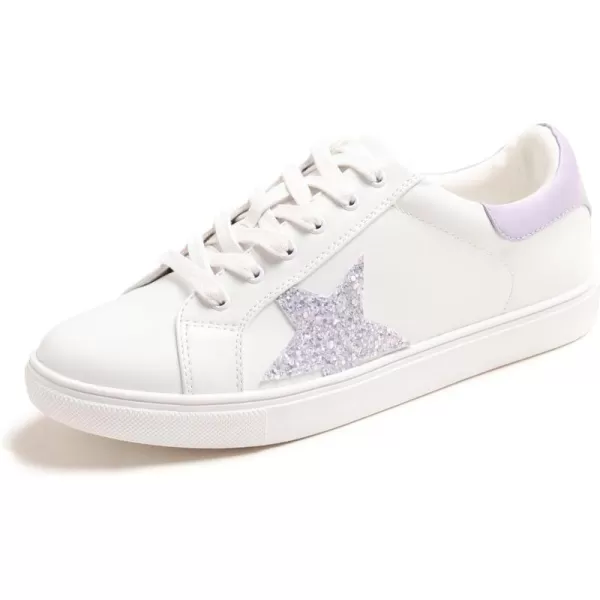 FEVERSOLE Women's Featured PU Leather Colorful Lace-Up Sneaker