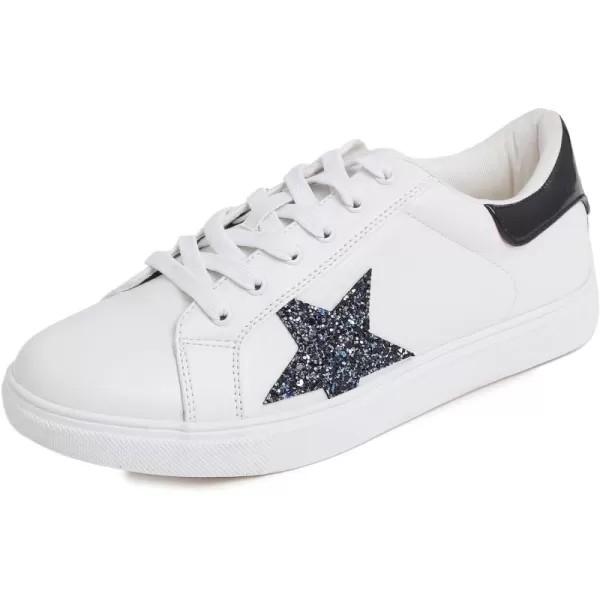 FEVERSOLE Women's Featured PU Leather Colorful Lace-Up Sneaker