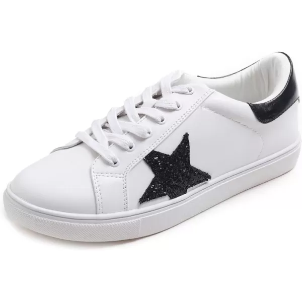 FEVERSOLE Women's Featured PU Leather Colorful Lace-Up Sneaker