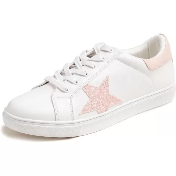 FEVERSOLE Women's Featured PU Leather Colorful Lace-Up Sneaker