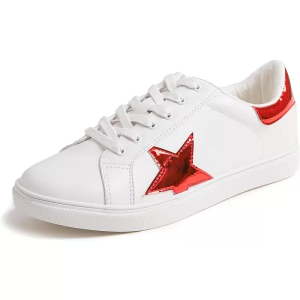 FEVERSOLE Women's Featured PU Leather Colorful Lace-Up Sneaker