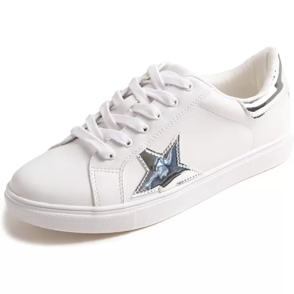 FEVERSOLE Women's Featured PU Leather Colorful Lace-Up Sneaker