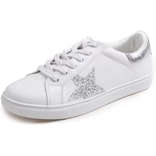 FEVERSOLE Women's Featured PU Leather Colorful Lace-Up Sneaker