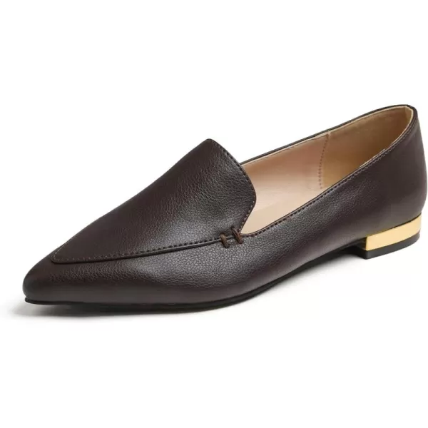 FEVERSOLE Women's Loafer Flat Pointed Deco Low Heel Fashion Slip On Dress Driving Office Shoes