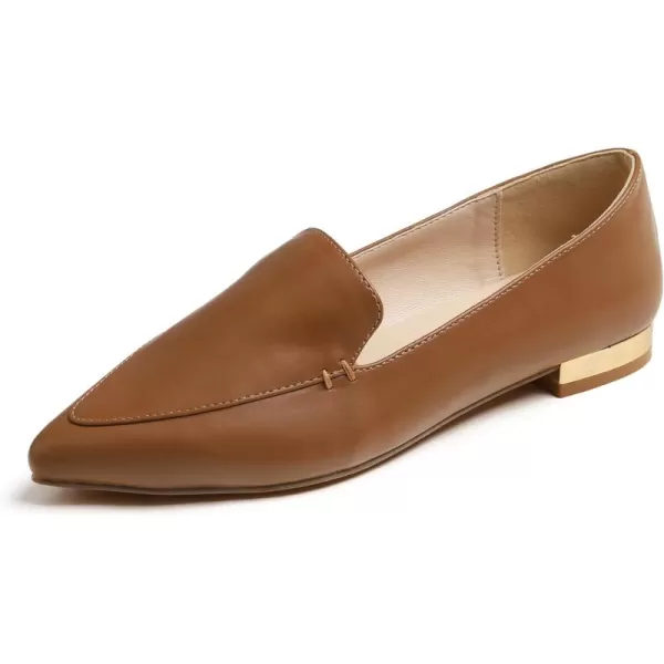 FEVERSOLE Women's Loafer Flat Pointed Deco Low Heel Fashion Slip On Dress Driving Office Shoes