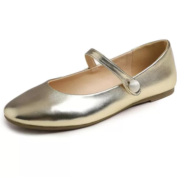FEVERSOLE Women's Mary Jane Fashion Round Toe Easy Buckle Slip On Flats