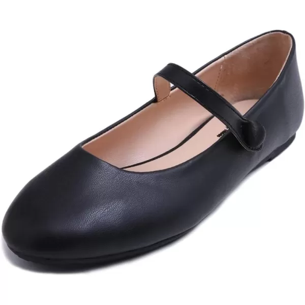 FEVERSOLE Women's Mary Jane Fashion Round Toe Easy Buckle Slip On Flats
