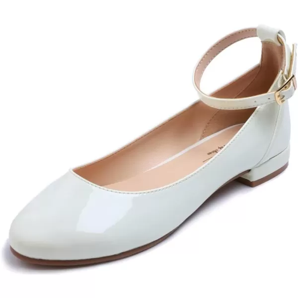 FEVERSOLE Women's Mary Jane Fashion Round Toe Easy Buckle Slip On Flats