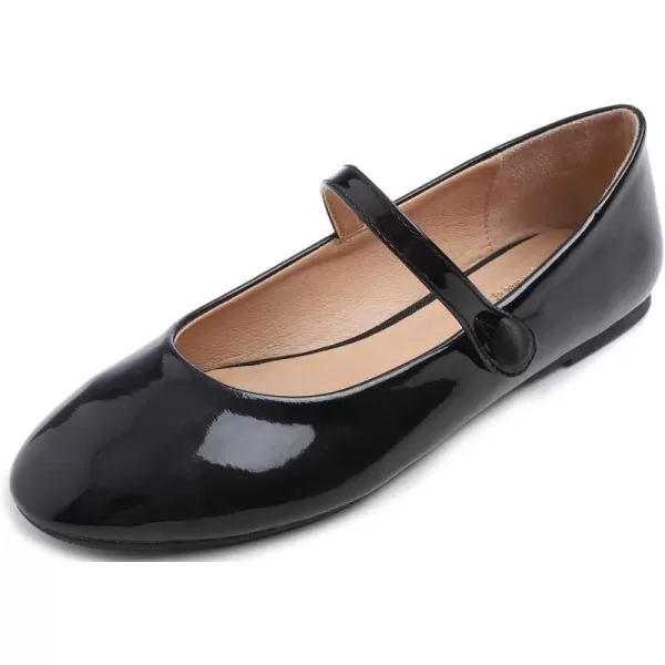 FEVERSOLE Women's Mary Jane Fashion Round Toe Easy Buckle Slip On Flats