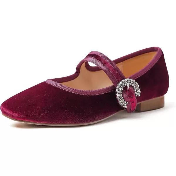 FEVERSOLE Women's Mary Jane Fashion Square Toe Easy Buckle Low Heel Slip On Flats