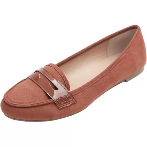 FEVERSOLE Women's Penny Loafer Round Toe Casual Flat Shoes