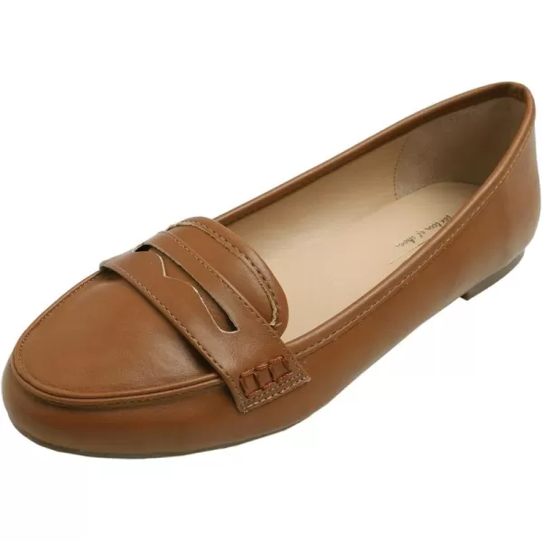 FEVERSOLE Women's Penny Loafer Round Toe Casual Flat Shoes