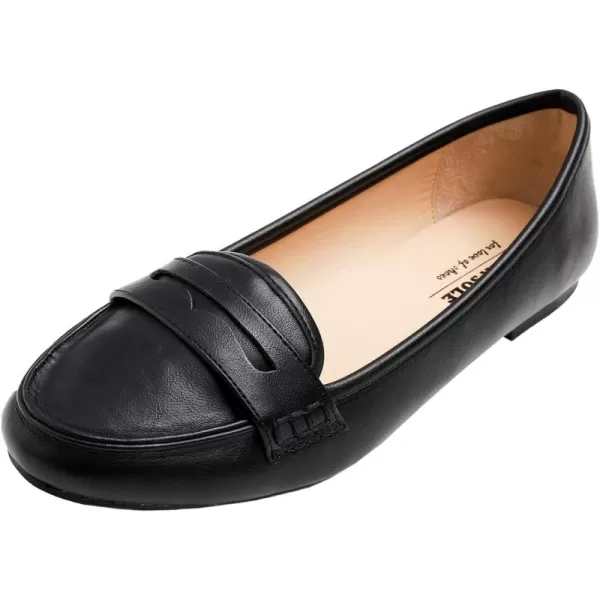 FEVERSOLE Women's Penny Loafer Round Toe Casual Flat Shoes