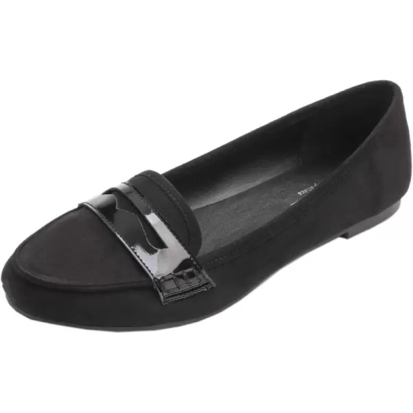 FEVERSOLE Women's Penny Loafer Round Toe Casual Flat Shoes
