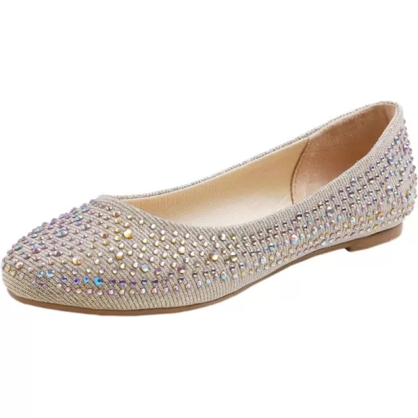 FEVERSOLE Women's Rhinestone Flat Shoes Sparkly Embellished Party Wedding Dress Ballets