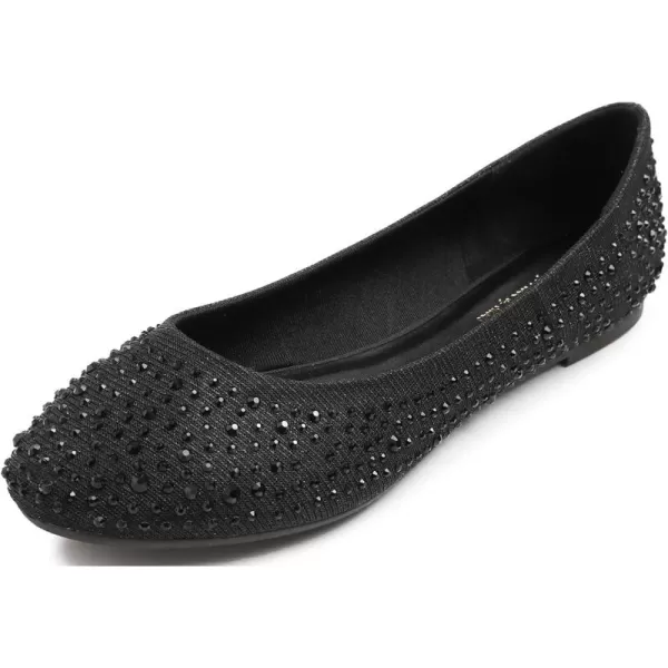 FEVERSOLE Women's Rhinestone Flat Shoes Sparkly Embellished Party Wedding Dress Ballets