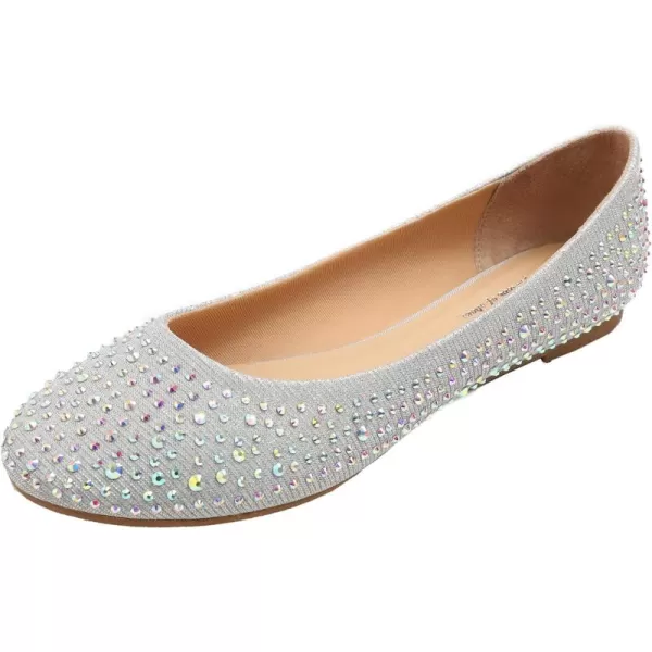 FEVERSOLE Women's Rhinestone Flat Shoes Sparkly Embellished Party Wedding Dress Ballets