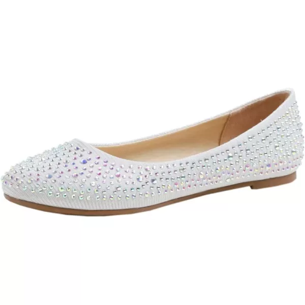 FEVERSOLE Women's Rhinestone Flat Shoes Sparkly Embellished Party Wedding Dress Ballets