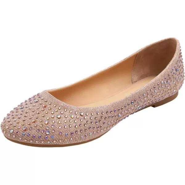 FEVERSOLE Women's Rhinestone Flat Shoes Sparkly Embellished Party Wedding Dress Ballets