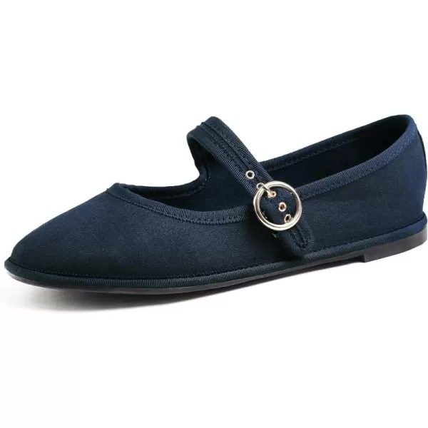 FEVERSOLE Women's Soft Breathable Mary Jane Memory Foam Cushioned Comfort Round Toe Metal Buckle Flats Walking Shoes