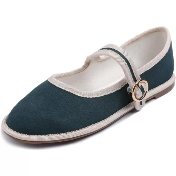 FEVERSOLE Women's Soft Breathable Mary Jane Memory Foam Cushioned Comfort Round Toe Metal Buckle Flats Walking Shoes
