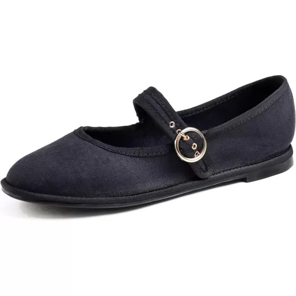 FEVERSOLE Women's Soft Breathable Mary Jane Memory Foam Cushioned Comfort Round Toe Metal Buckle Flats Walking Shoes