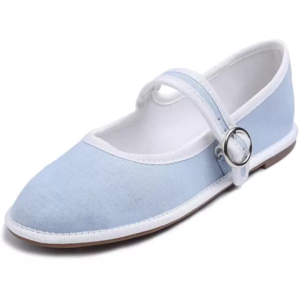 FEVERSOLE Women's Soft Breathable Mary Jane Memory Foam Cushioned Comfort Round Toe Metal Buckle Flats Walking Shoes
