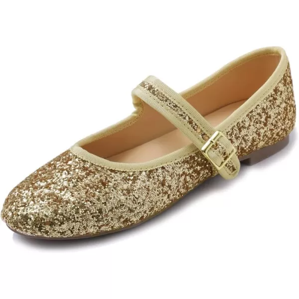 FEVERSOLE Women's Soft Cushion Extra Padded Comfort Round Toe Mary Jane Metal Buckle Fashion Ballet Flats Walking Shoes