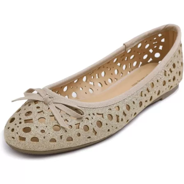 FEVERSOLE Women's Sparkle Memory Foam Cushioned Colorful Shiny Ballet Flats Glitter